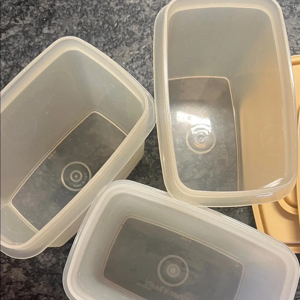 Tupperware Shelf Savers  Tan Food Storage Set. Set of 3.  Like new condition